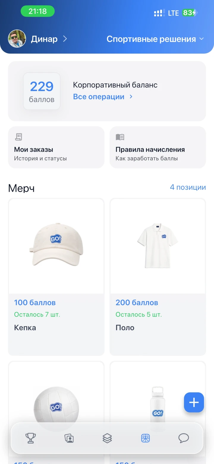Пример магазина корпоративных наград в ChallengeGo